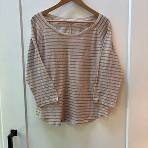 Gap cream and metallic pink Striped Blouse